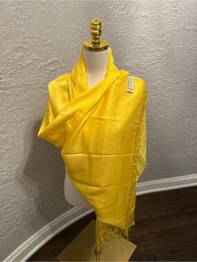 pashmina Bright Yellow Tassel Wrap